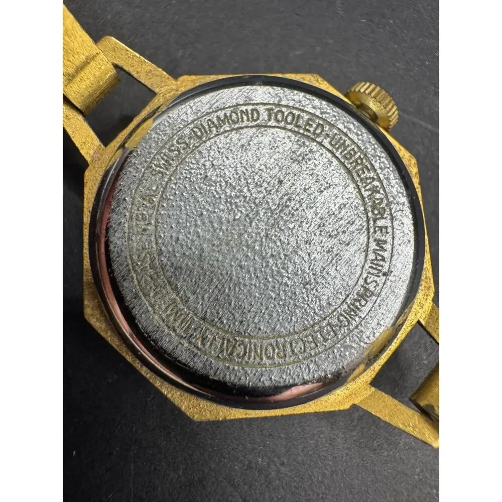 Chalet Shockresistant Swiss Made Diamond Tooled Watch Gold Tone Bangle Band